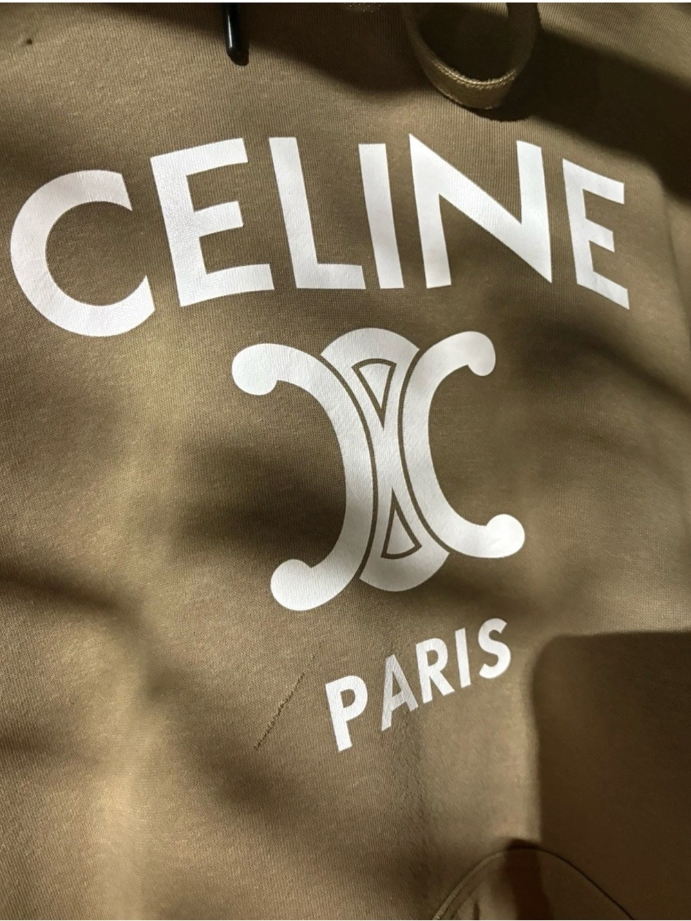 CELINE Loose Hoodie in Cotton Fleece khaki sz L. One small blemish - Picture 3 of 6